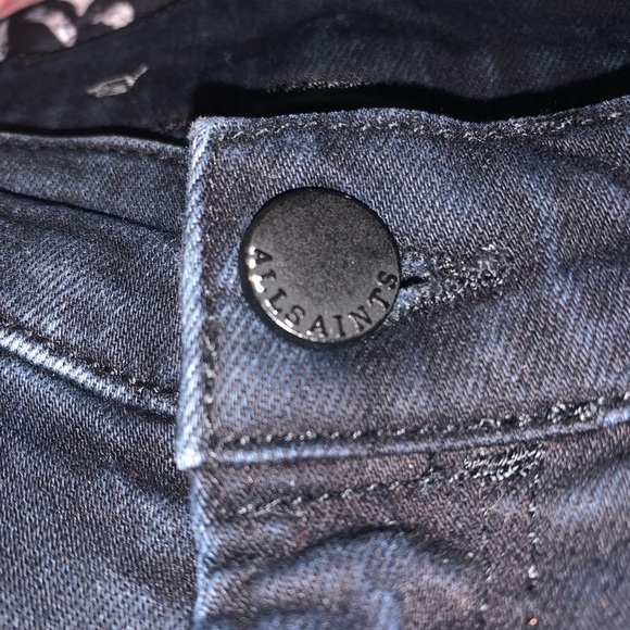 AllSaints Zig Jeans Blue Black Stretch Denim Skinny size 25 Made in Turkey - Picture 4 of 8